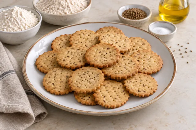 ज्वार-अजवाइन crackers का AI से बनाया गया चित्र