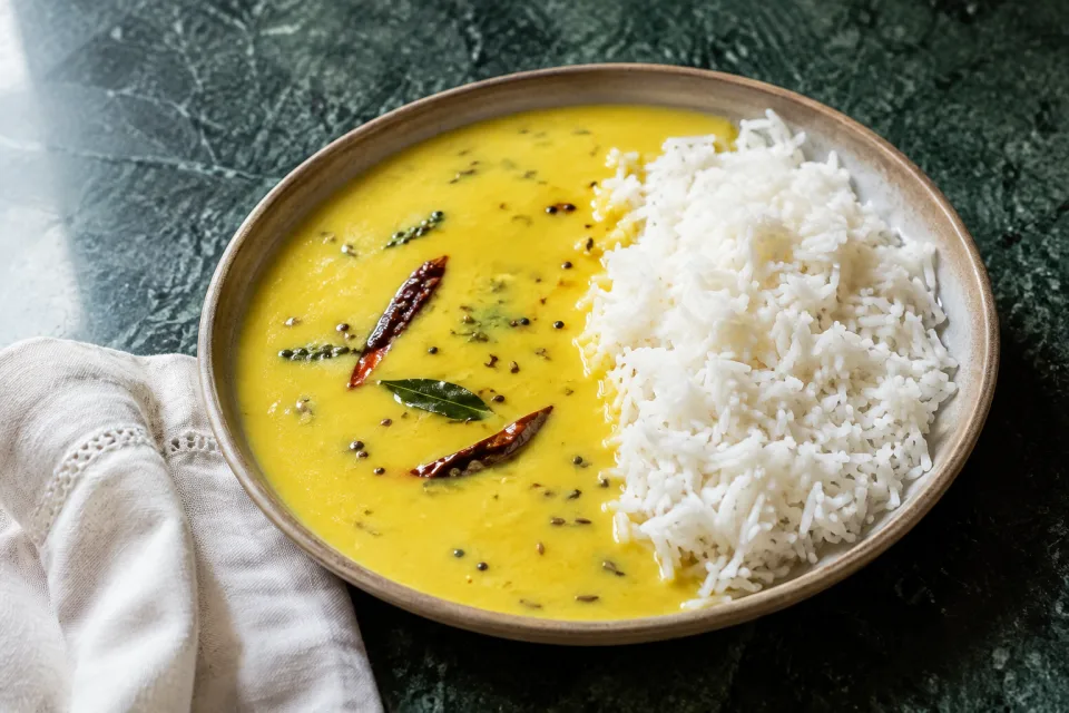 कढ़ी चावल तैयार व्यंजन