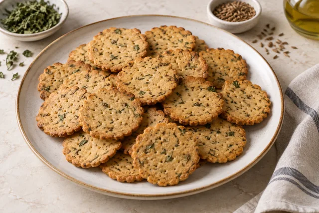 कसूरी मेथी crackers का AI से बनाया गया चित्र
