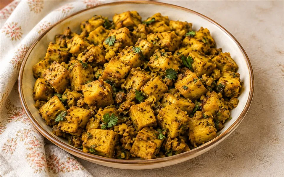 कच्चे केले की सब्ज़ी तैयार व्यंजन